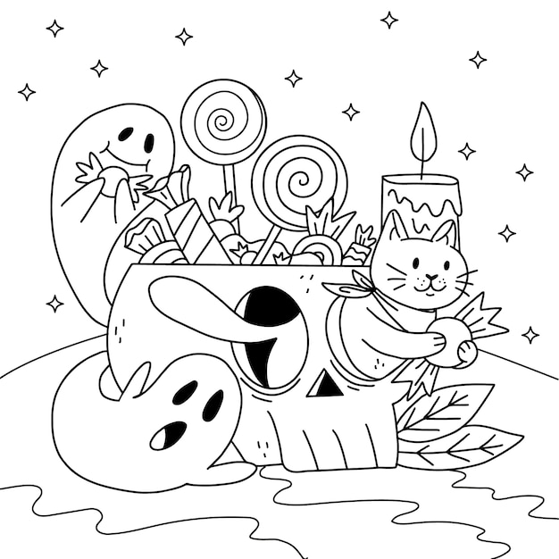 Hand drawn coloring page illustration ...