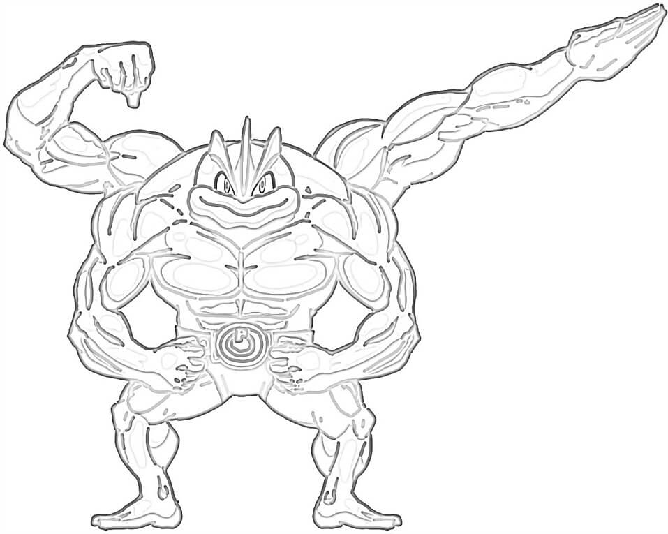 Cool Machamp Coloring Page - Free Printable Coloring Pages for Kids