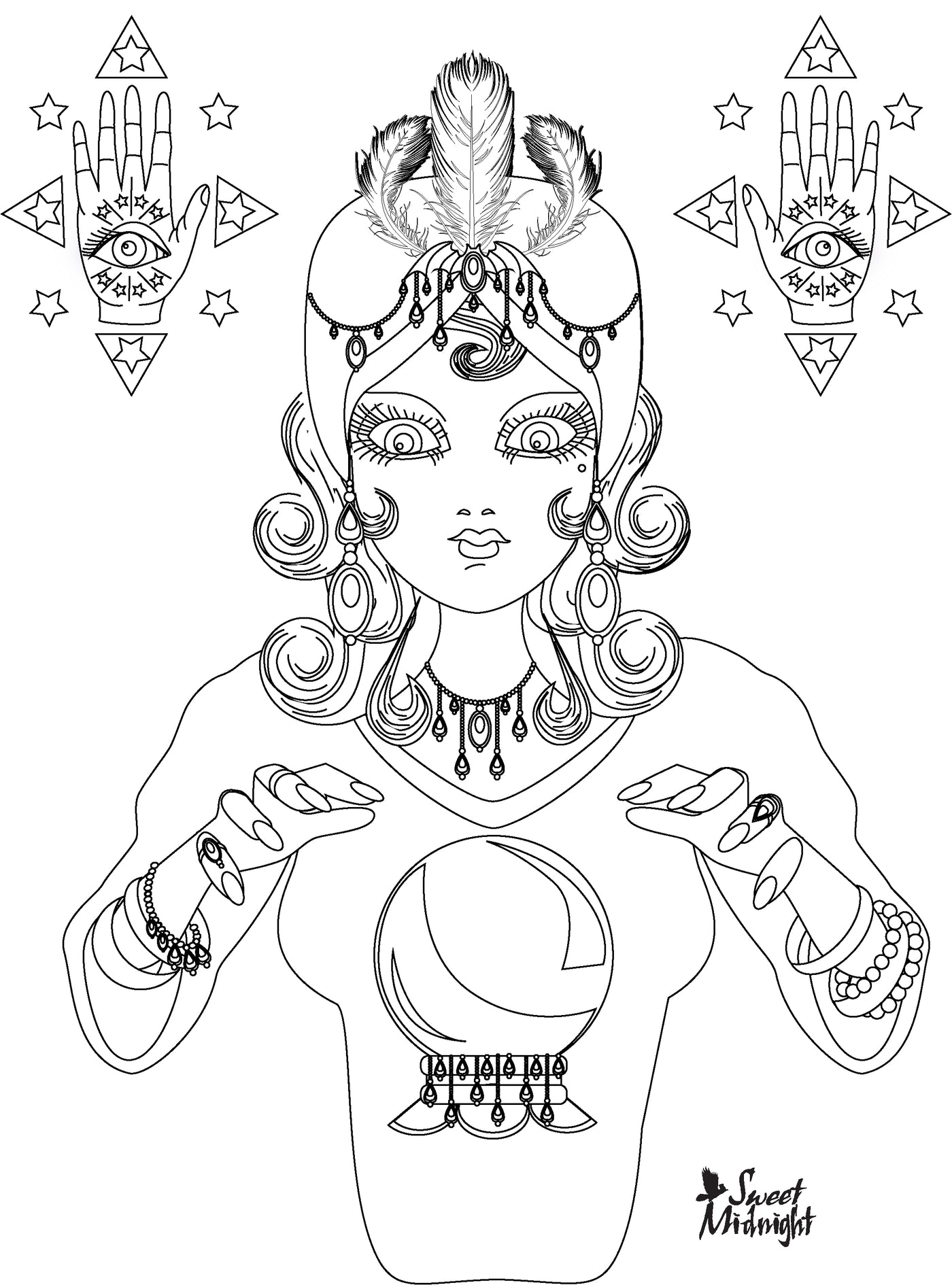 Sweet Midnight Coloring Page Fortune Teller