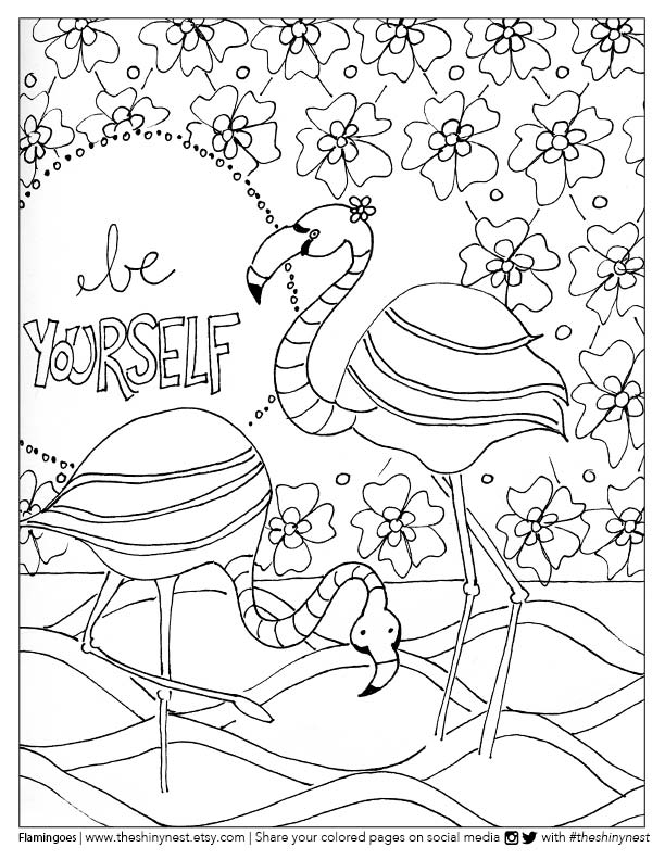 Flamingo Coloring Page FREE printable + Coloring Video tutorial