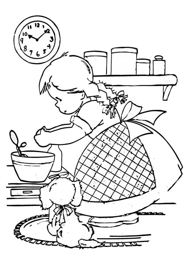 Cooking Coloring Pages : Hello Kitty is A Chef Coloring ...