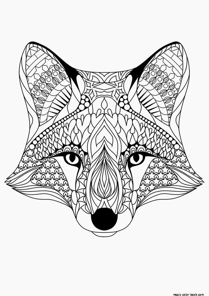 Fox pattern cool coloring pages online free girls mandala
