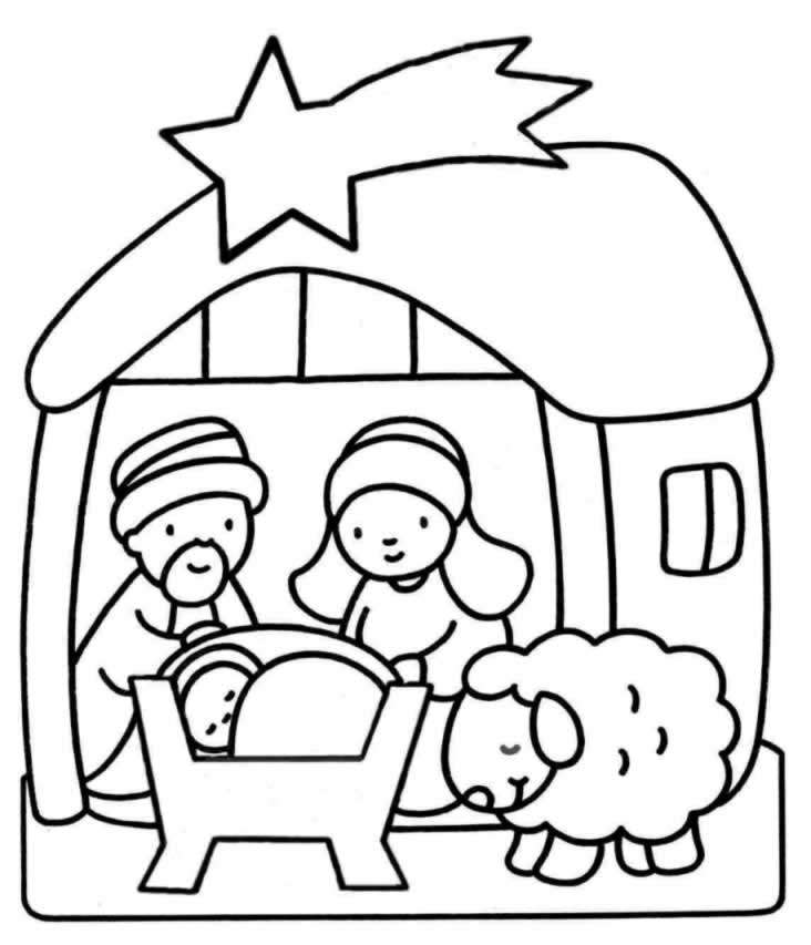 coloring pages stable christmas - Clip Art Library