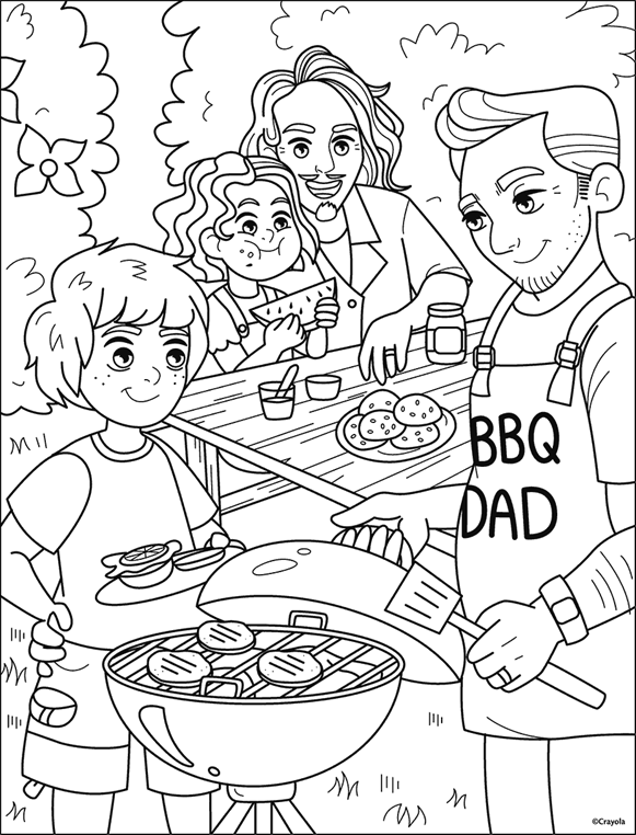 Summer BBQ with Two Dads Coloring Page | crayola.com