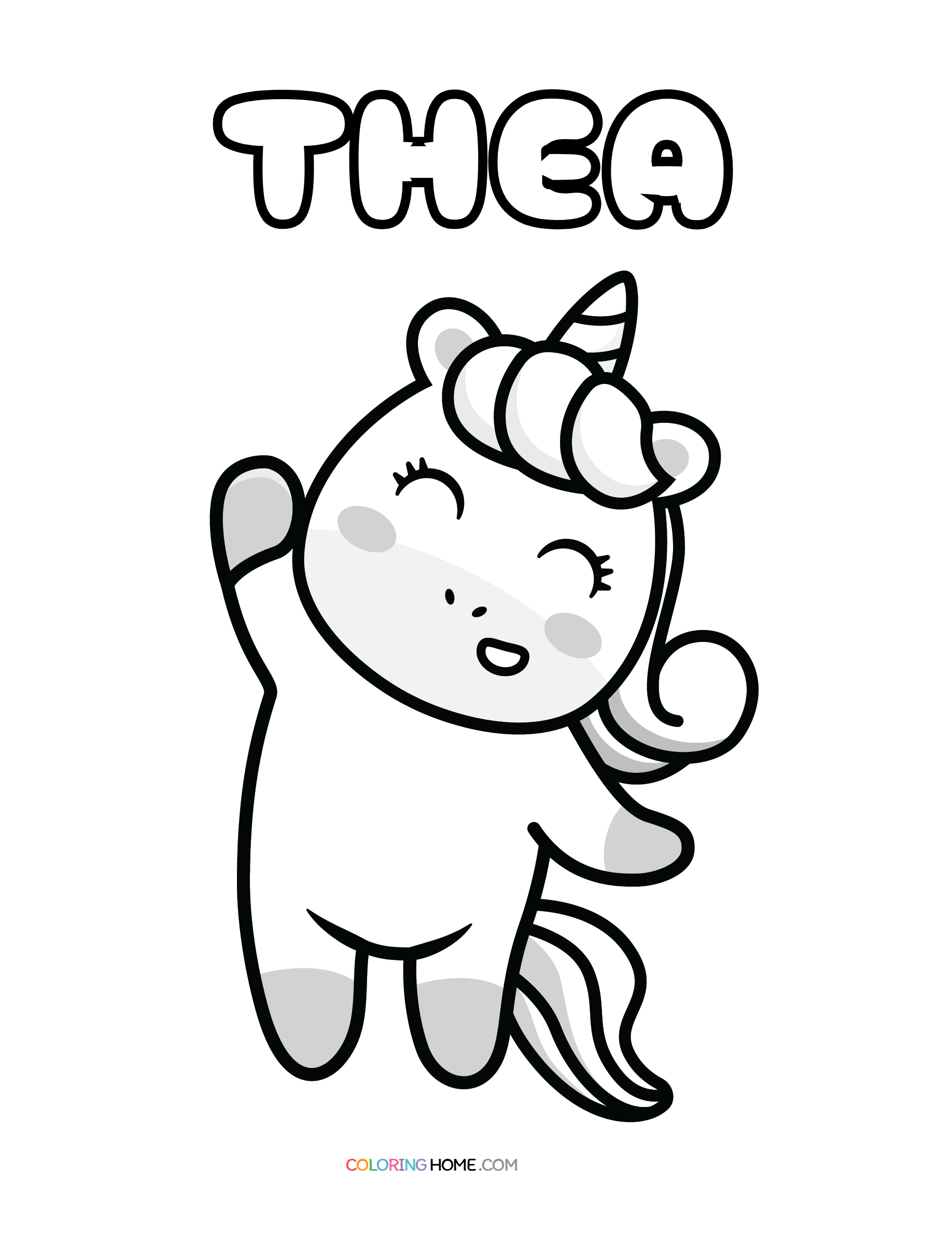 Thea unicorn coloring page