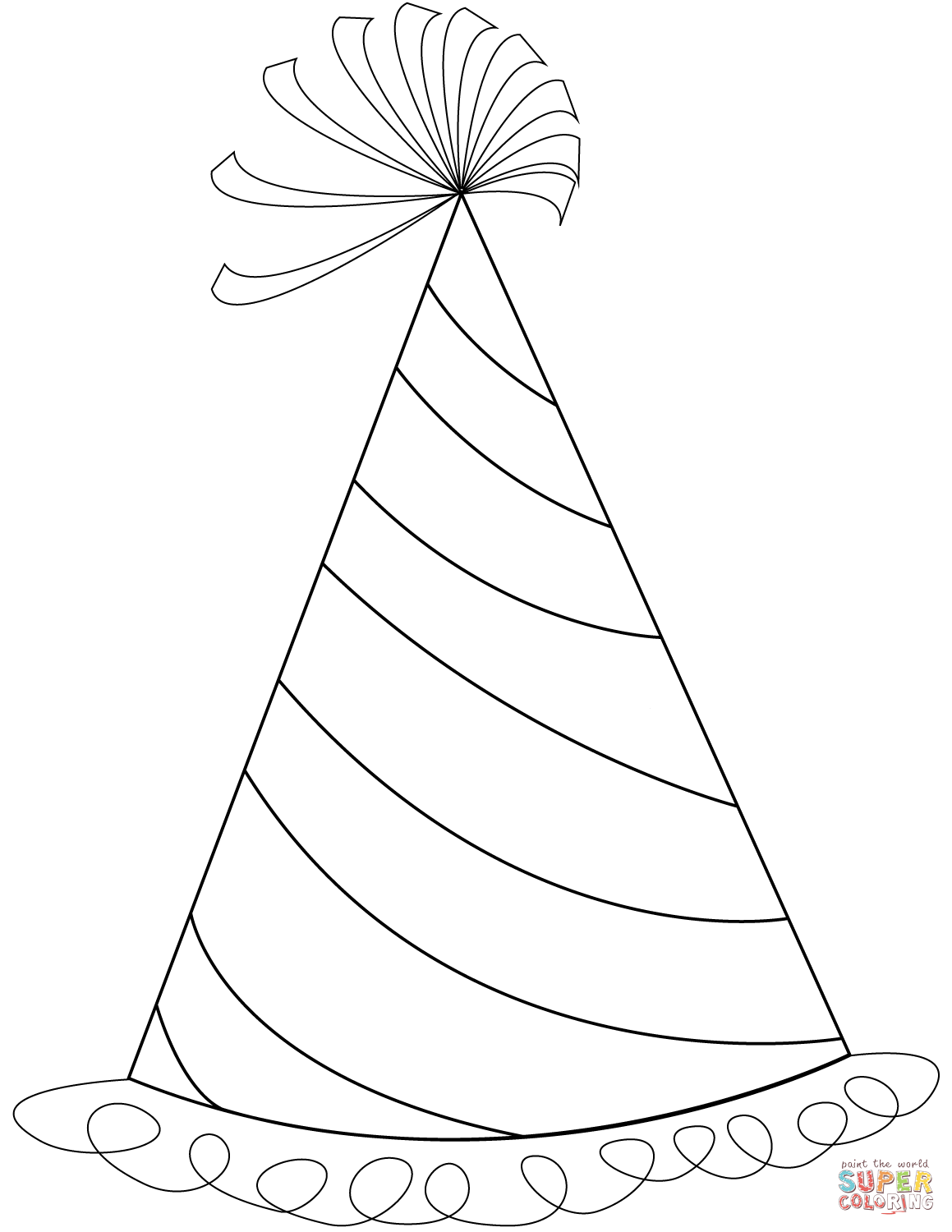 Happy Birthday Party Hat coloring page | Free Printable Coloring Pages