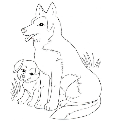 Dog Mother And Puppy coloring page | Free Printable Coloring Pages