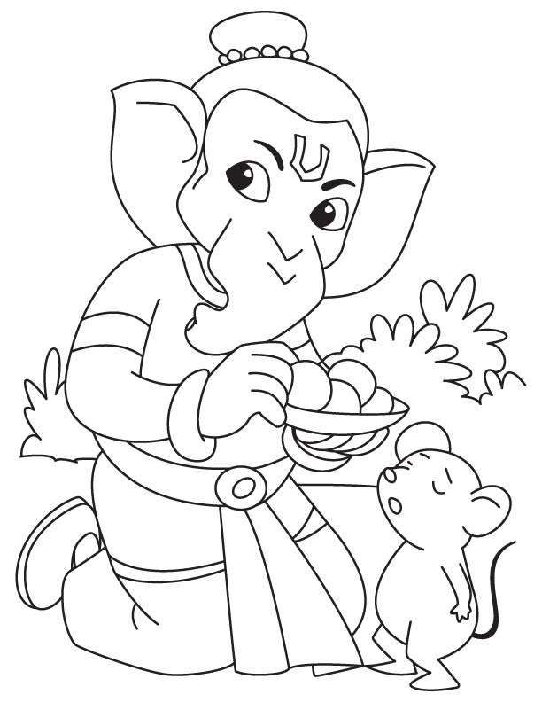 Lord ganesha eating laddu coloring page | Download Free Lord ganesha eating  laddu coloring page for kids | Best Coloring Pages