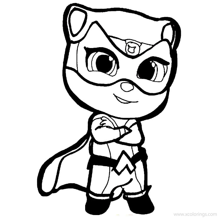 Talking Tom Heroes Coloring Page Angela Cat - Coloring Nation