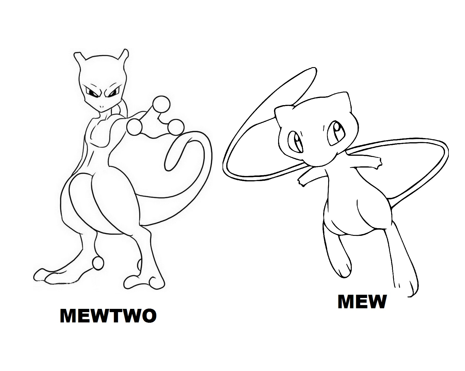 Mew and Mewtwo Pokemon Colouring Page - Get Coloring Pages