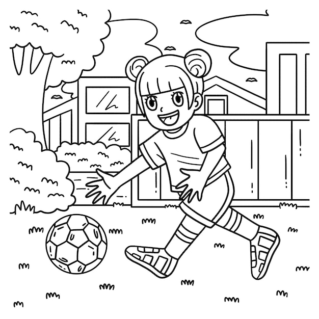 funny coloring page of a girl picking ...