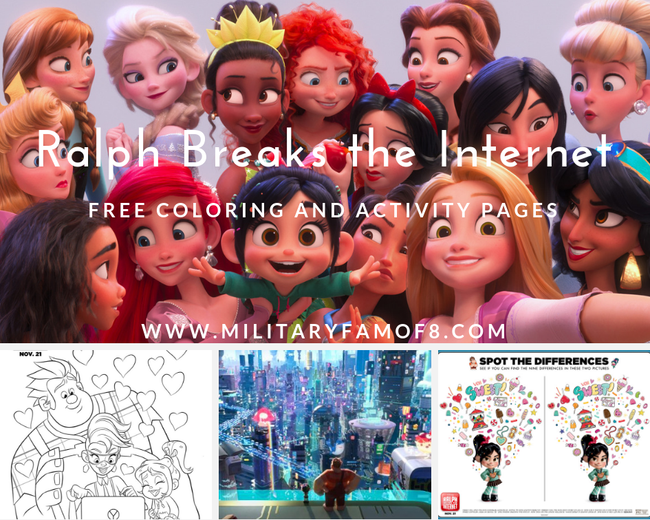 Ralph Breaks the Internet Printable and Coloring Pages - Adventures of a  Military Family of 8