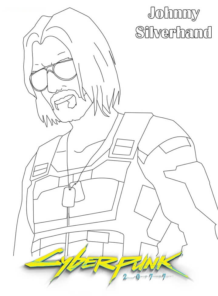 Johnny Silverhand Cyberpunk 2077 Coloring Page - Free Printable Coloring  Pages for Kids