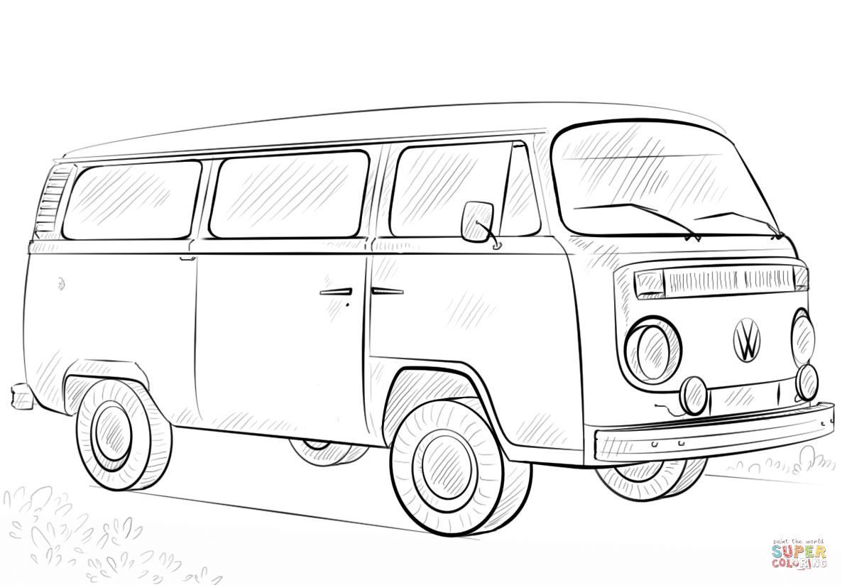 VW Bus coloring page | Free Printable Coloring Pages