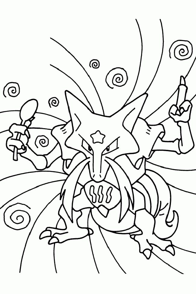 Alakazam 5 Coloring Page - Free Printable Coloring Pages for Kids