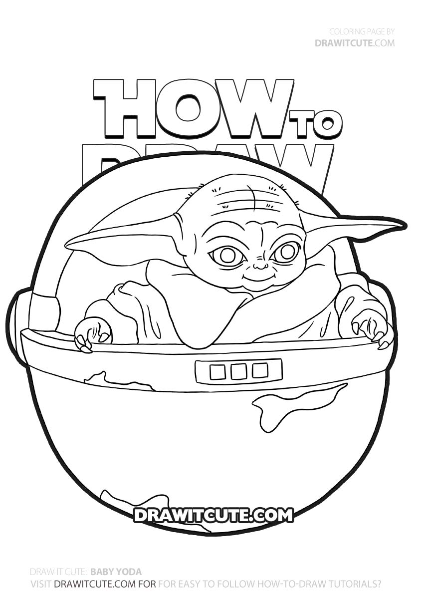 How to draw Baby Yoda | Star Wars The Mandalorian - Draw it cute