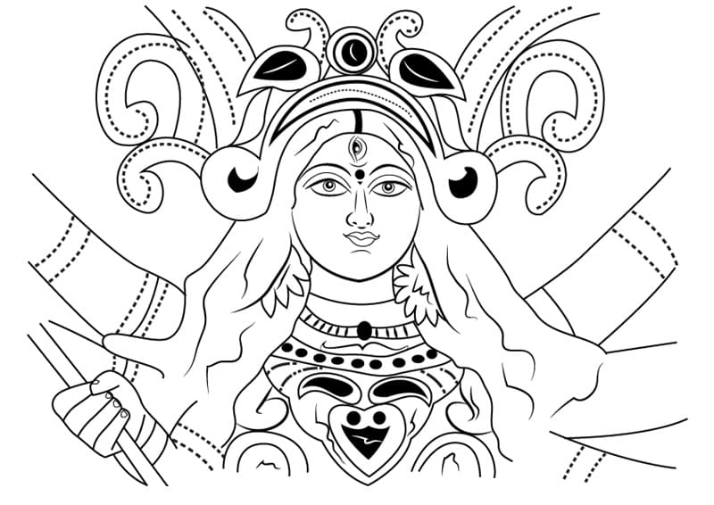 Durga Devi Face Coloring Page - Free Printable Coloring Pages for Kids