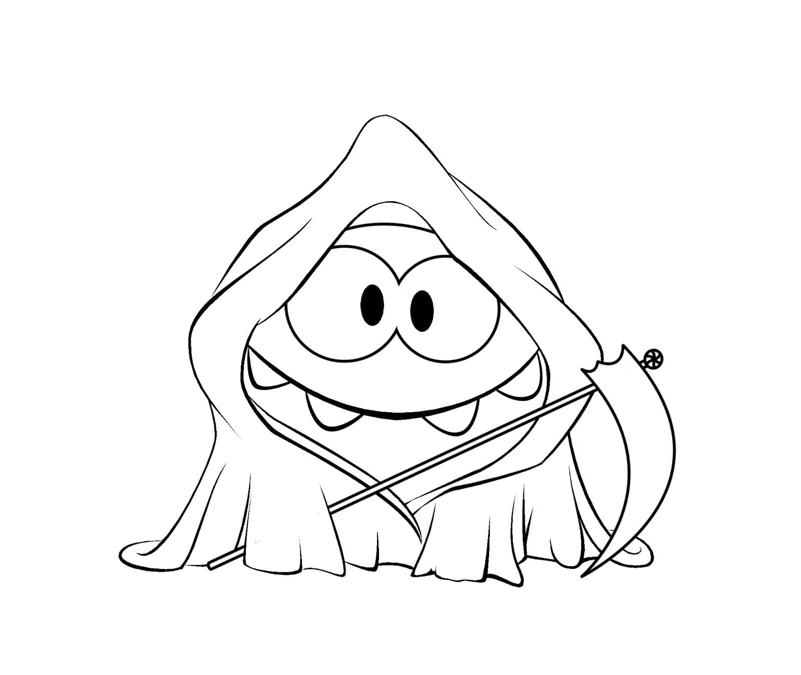 Om Nom Ghost Coloring Page - Free Printable Coloring Pages for Kids