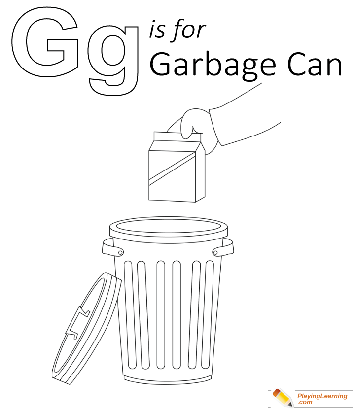 G Is For Garbage Can Coloring Page 01 | Free G Is For Garbage Can Coloring  Page