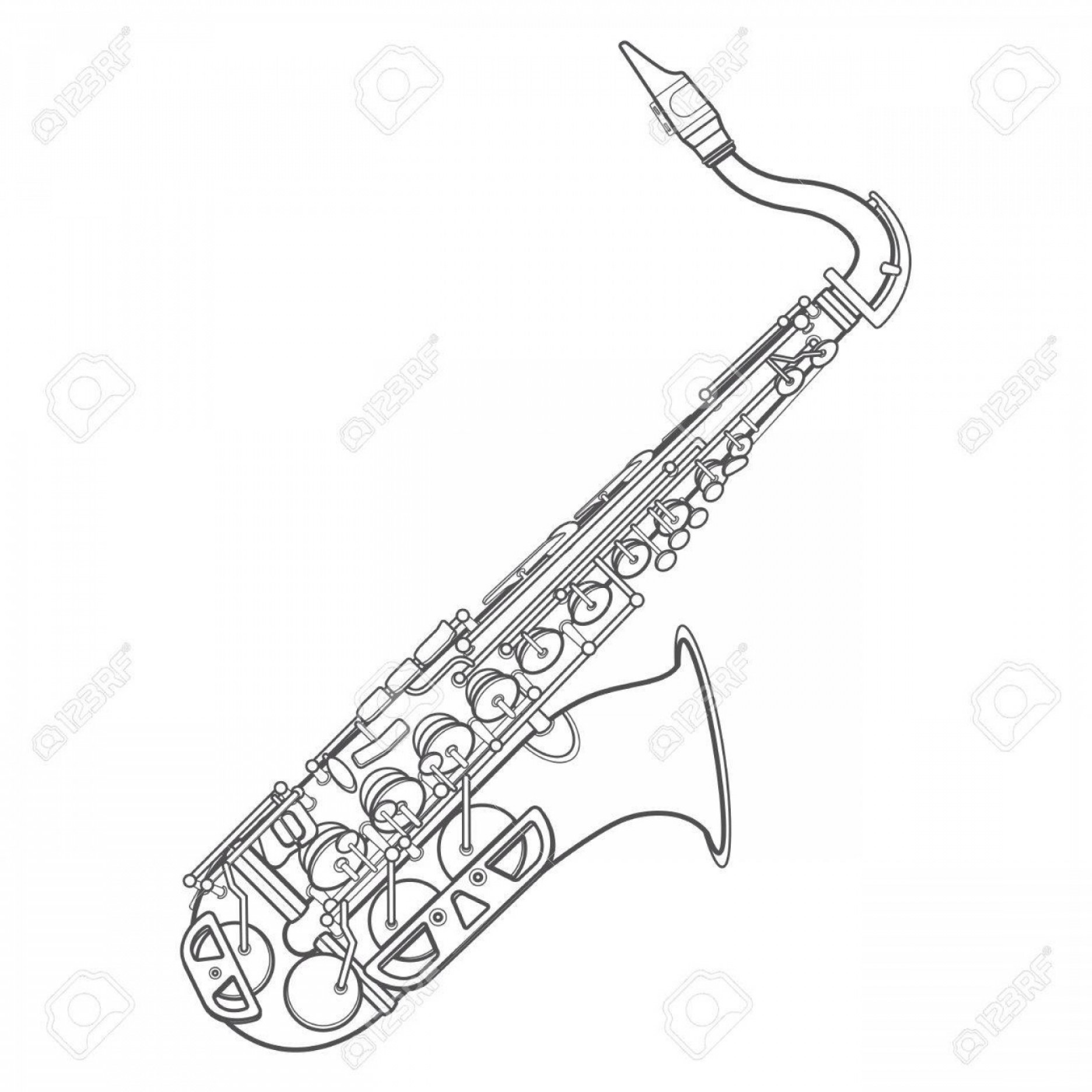 Photostock Vector Vector Grey Color Outline Brass Alto Saxophone ...
