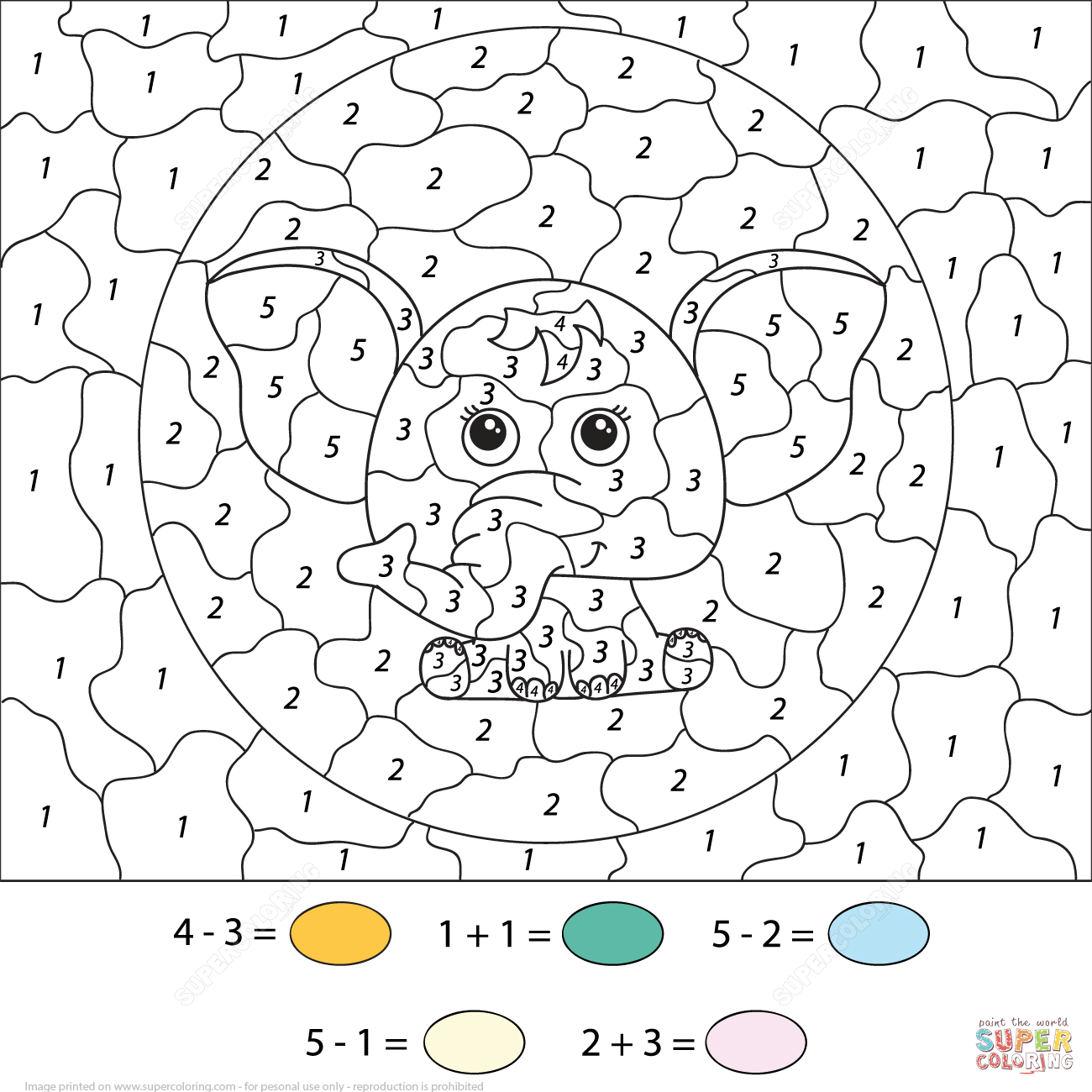 Helicopter with Addition Color by Number coloring page | Free ...