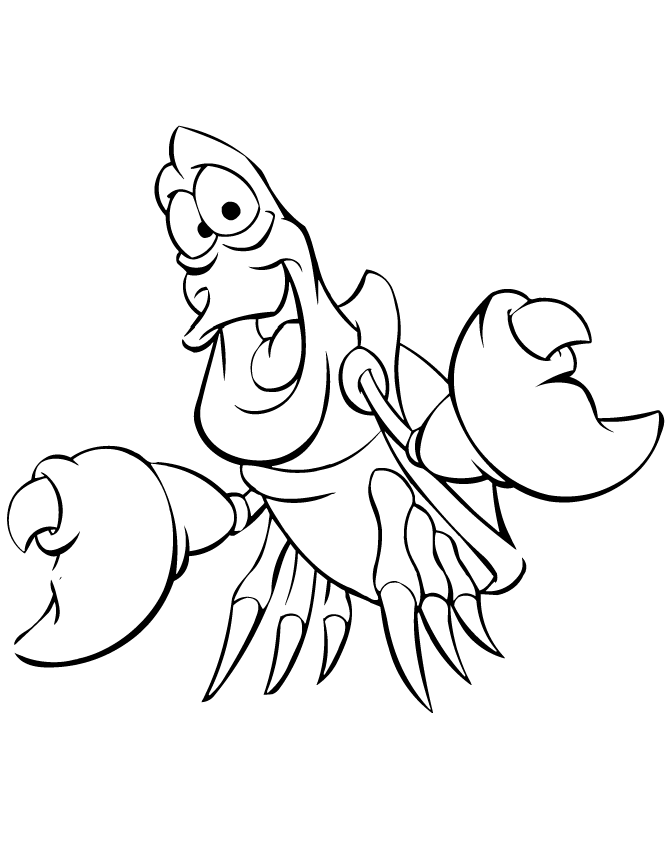 Sebastian Lobster From Little Mermaid Coloring Page | Free 
