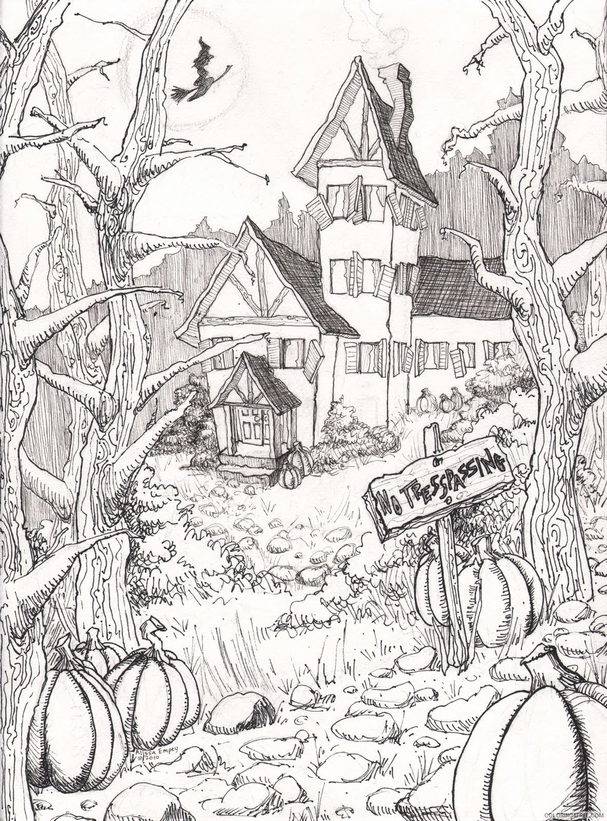 hard halloween coloring pages to print Coloring4free - Coloring4Free.com