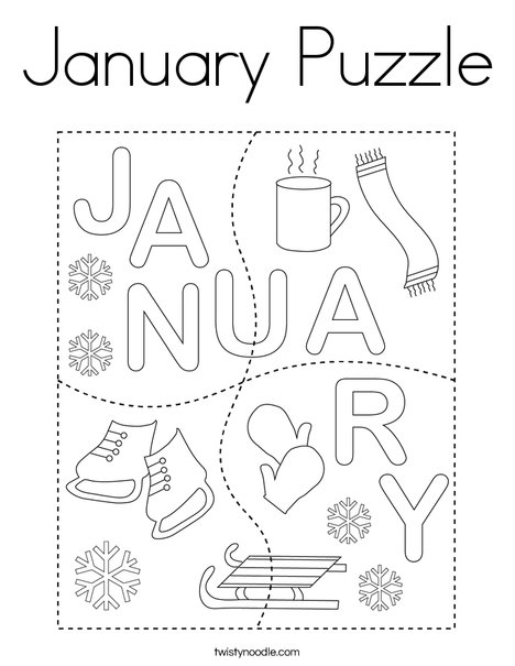 January Puzzle Coloring Page - Twisty ...