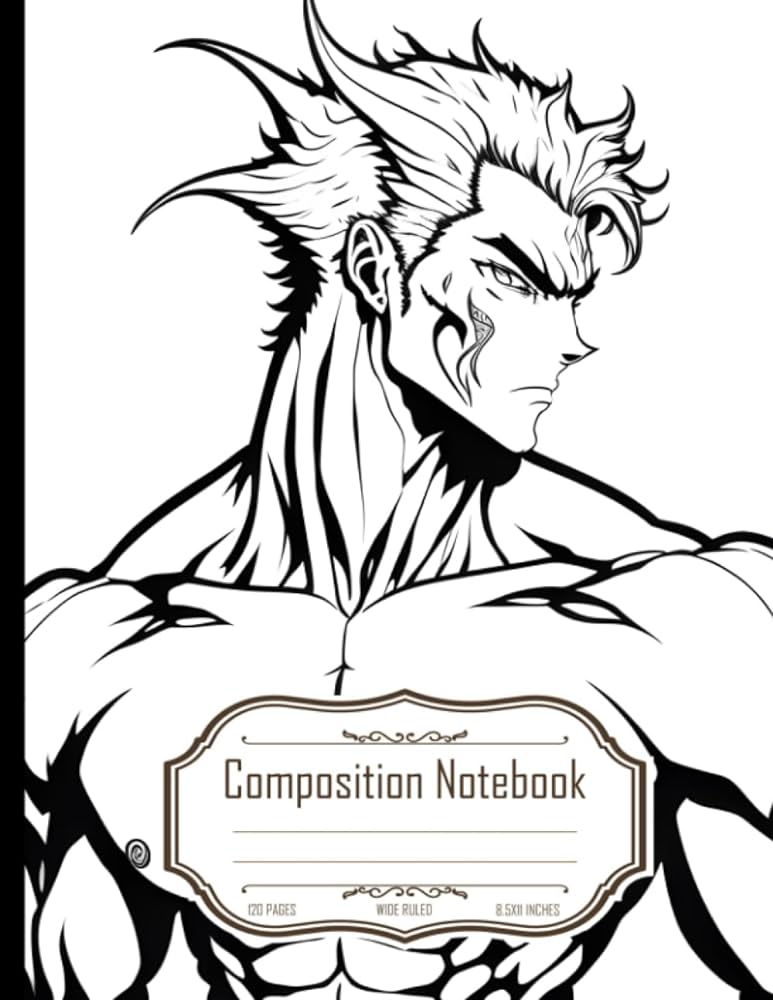 Amazon.com: Composition Notebook Wide Ruled: Coloring Book - Muscular  Dragon with Human Lower Body, Anime Style, Size 8.5x11 Inch, 120 Pages:  Roberson, Faiza: Books
