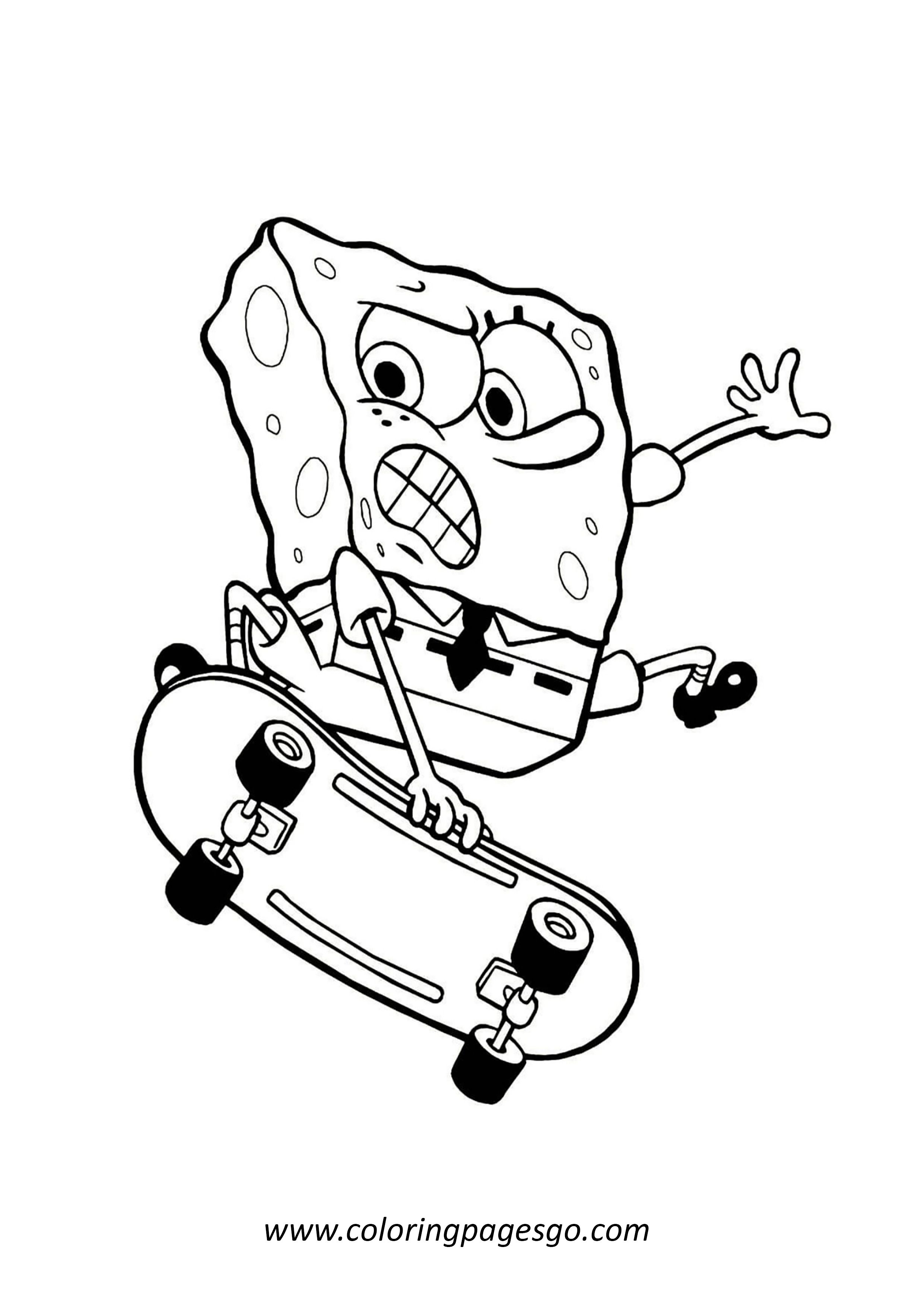 Spongebob On A Skateboard Coloring Page ...