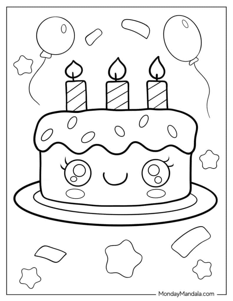 30 Cake Coloring Pages (Free PDF ...