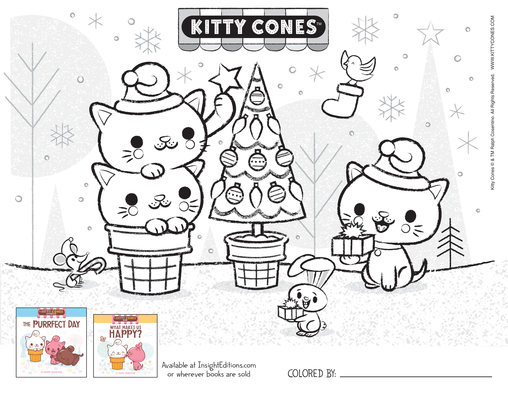 Christmas Kitty Cones coloring page