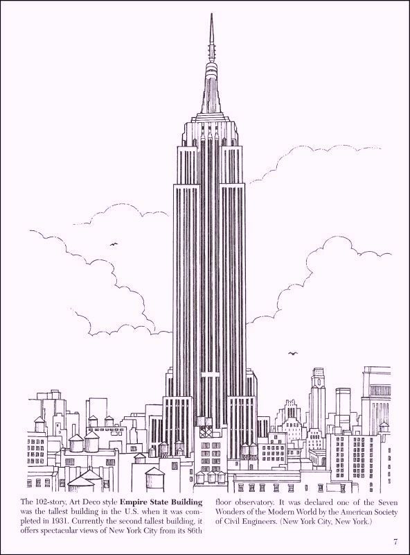 the-history-of-empire-state-building-in-new-york-coloring-pages | Empire  state, Empire state building, Empire state building drawing