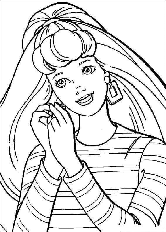 Barbie is Happy Coloring Page - Free Printable Coloring Pages for Kids