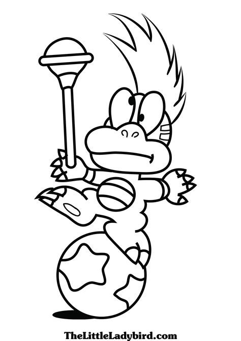 Download or print this amazing coloring page: Lemmy Koopa - Free Colouring  Pages | Mario coloring pages, Coloring pages, Free coloring pages