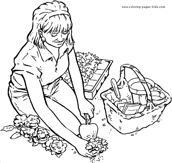 Planting plants in the Garden color page