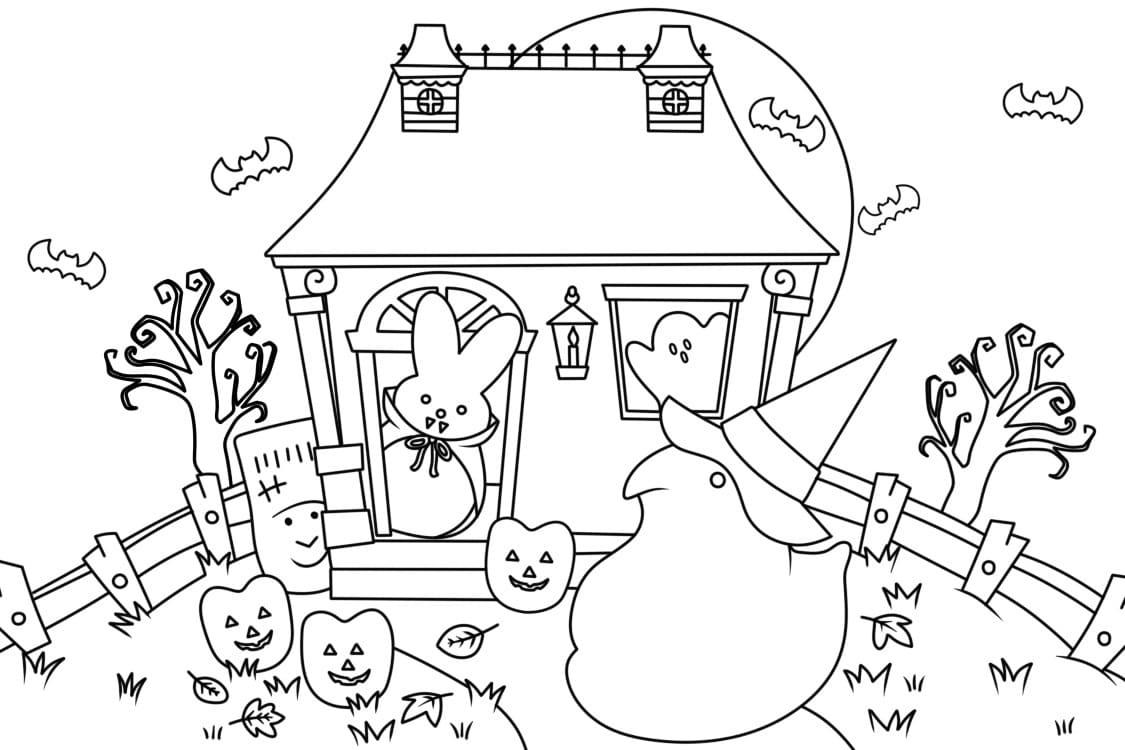 Marshmallow Peeps Halloween Coloring Page - Free Printable Coloring Pages  for Kids