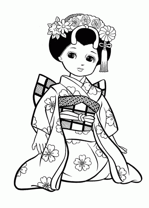geisha de japon para colorear - Clip Art Library