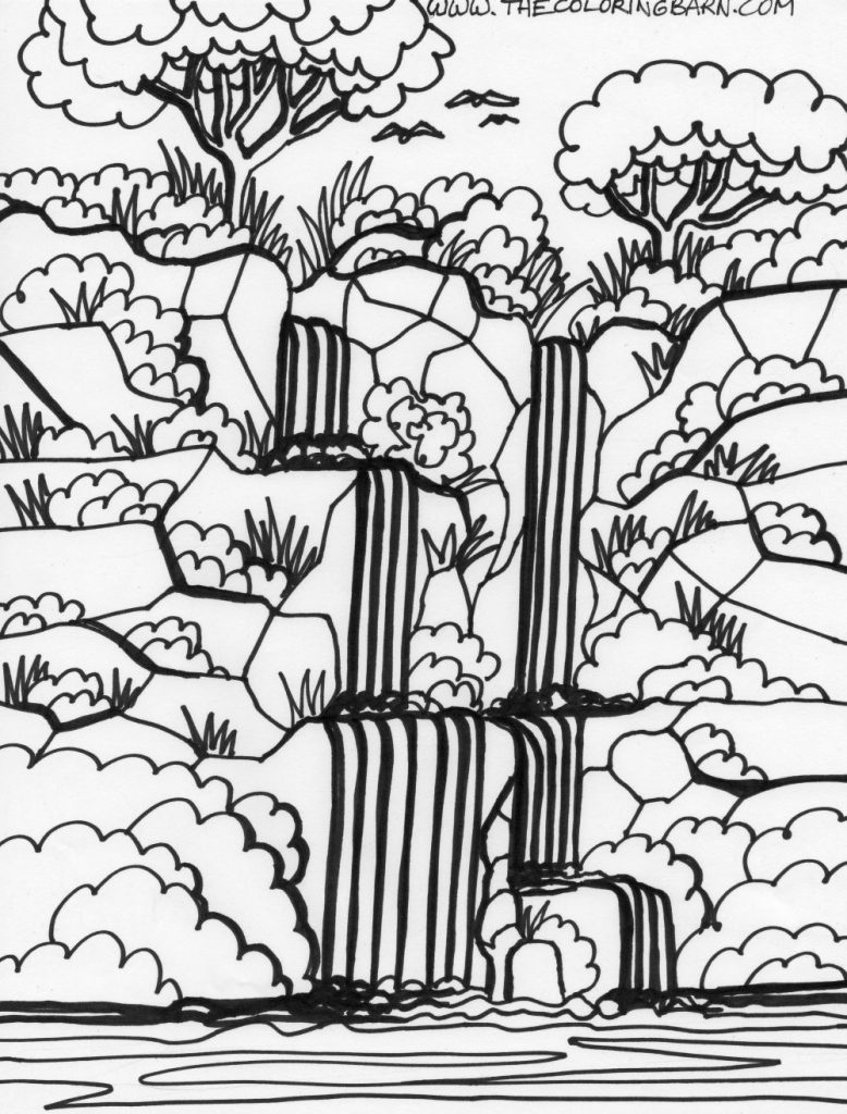 Waterfall Coloring Pages For Adults at GetDrawings | Free download