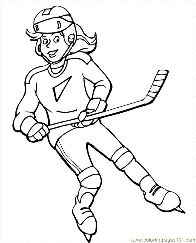 Hockey Coloring Page Girl Hockey Player