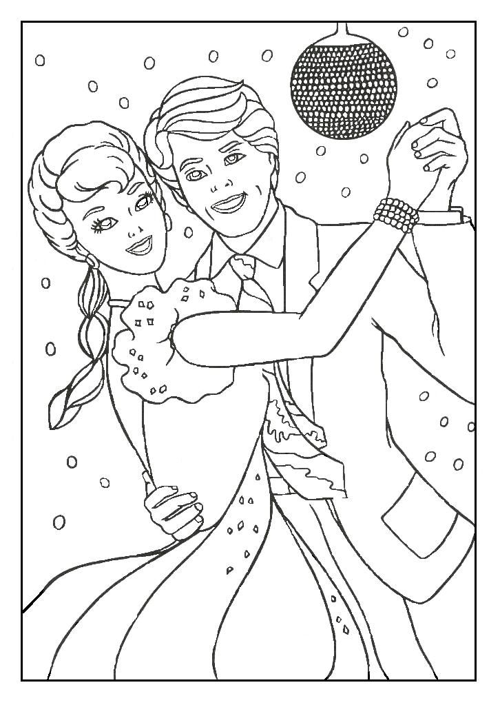 Barbie dancing with ken Coloring Pages | Coloring Pages