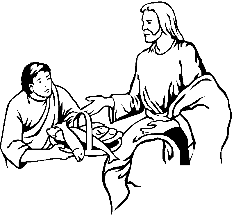 Jesus and the five loaves Colouring Pages