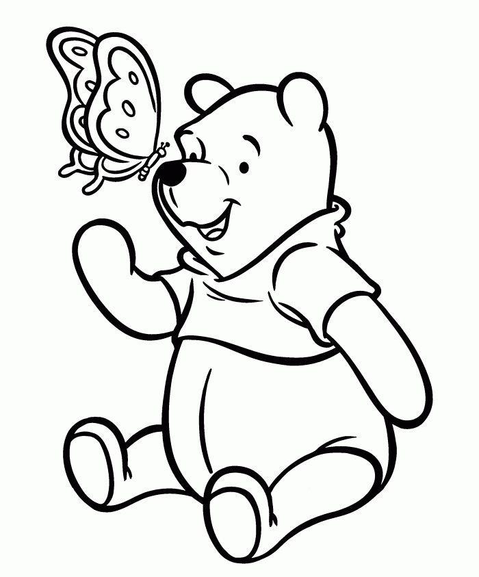 Winnie The Pooh And Butterfly Coloring Page - Winnie the Pooh 