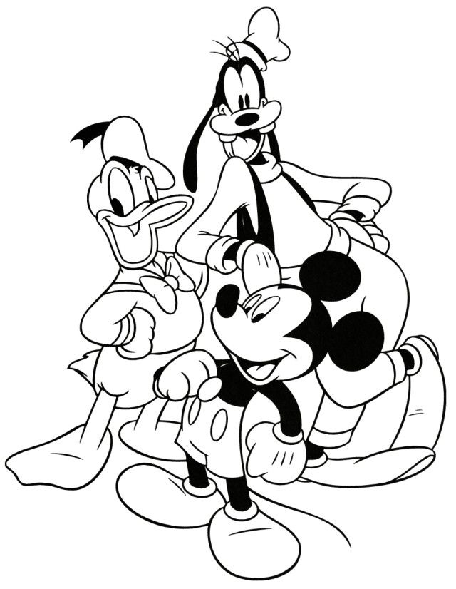 Simple Mickey Mouse Goofy And Donald Duck Coloring Pages 