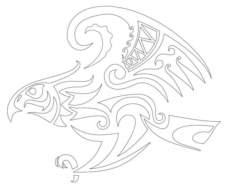 Outline Tribal Hawk Tattoo Design