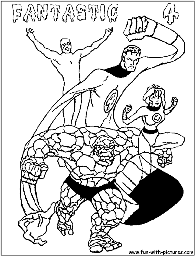 Superheroes Fantastic Four Coloring Pages Free Printable for kids 