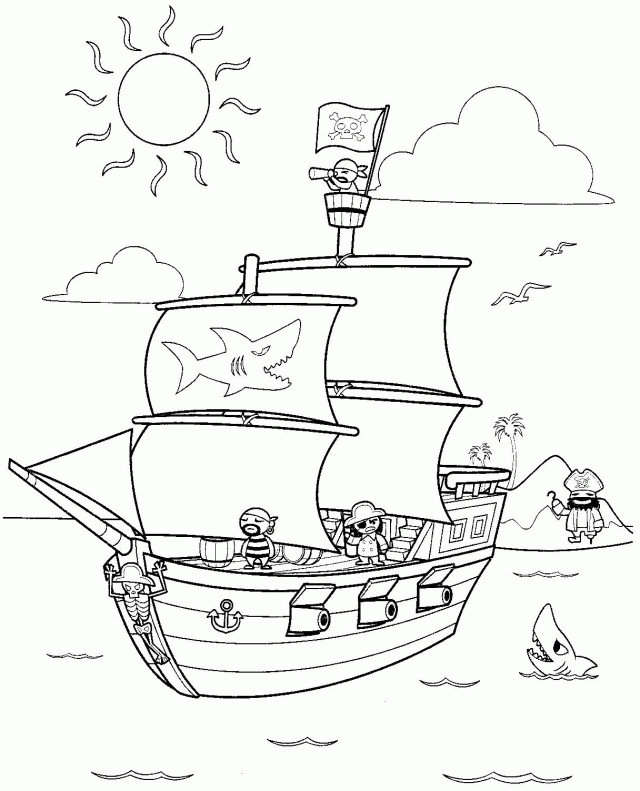 Top Pirate Ship Coloring Pages | Laptopezine.