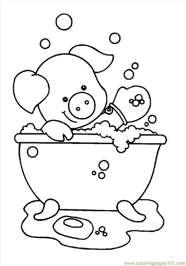 Coloring Pages Take A Bath001 (2) (Cartoons > Others) - free 