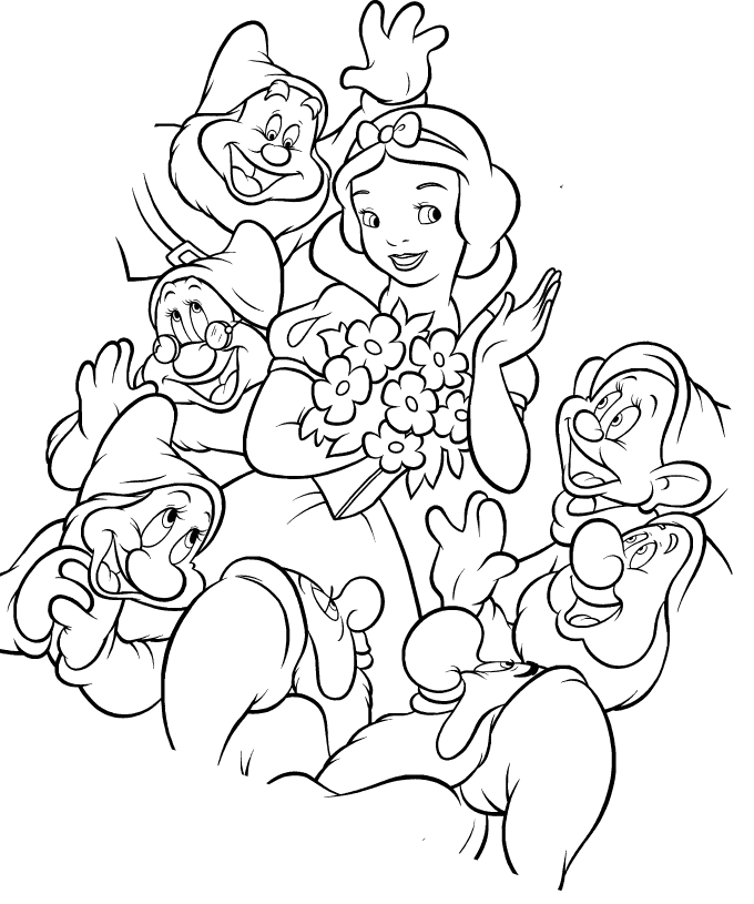 Snow White and the Seven Dwarfs Coloring Pages and Book 