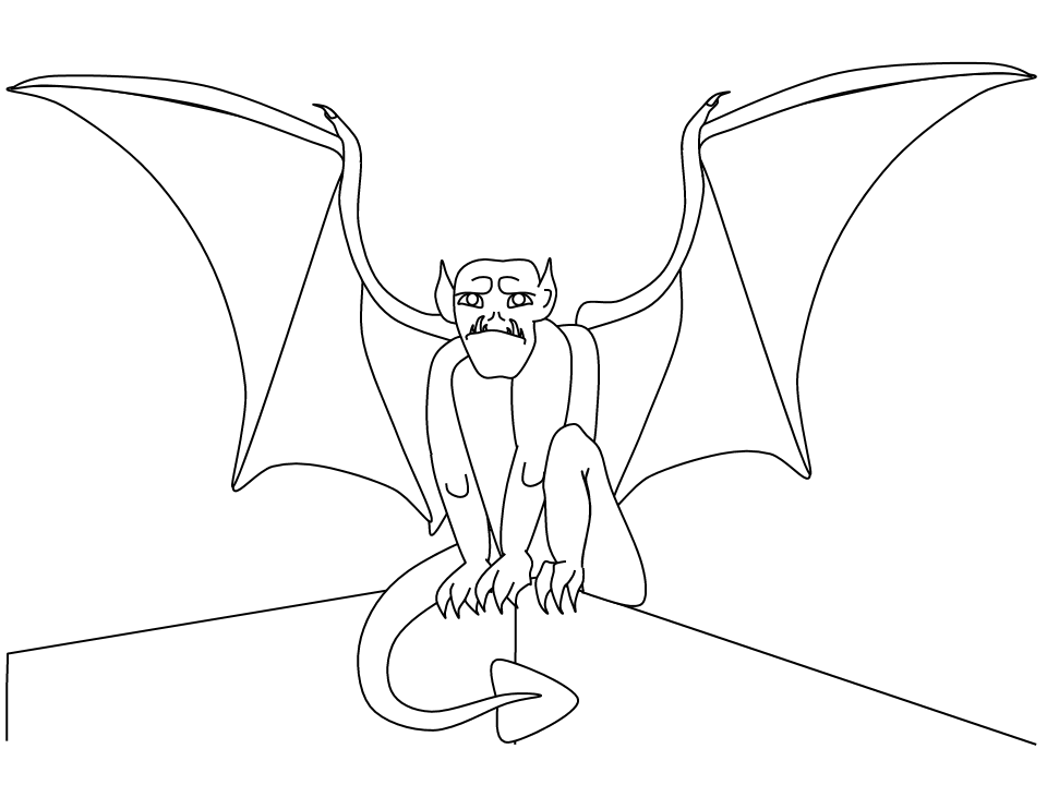 Printable Monster Gargoyle Fantasy Coloring Pages 